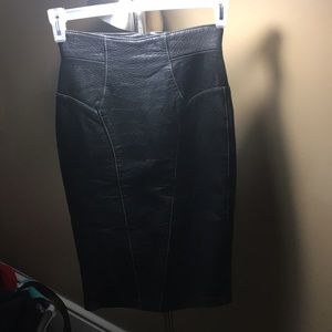 Michael Hoban North Beach Leather Pencil Skirt